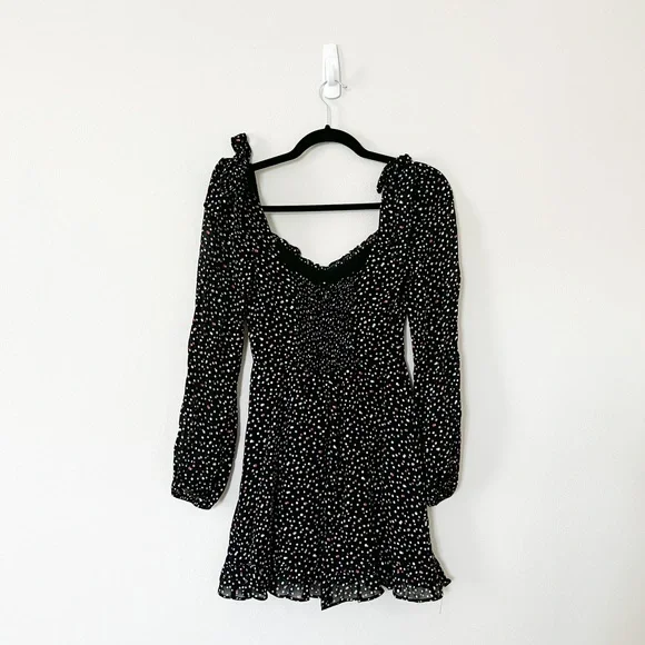 REFORMATION Polka Dot Confetti ELIN Square Neck Bow Shoulder Mini-Dress XS - Picture 5 of 8